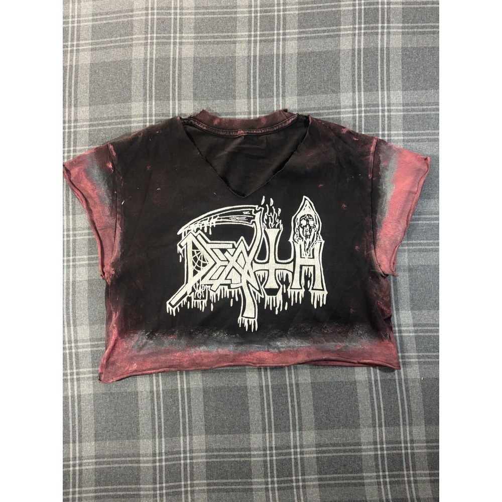 Custom Painted DEATH Band Crop Top – Grunge / Punk / One of One (Fits S/M)